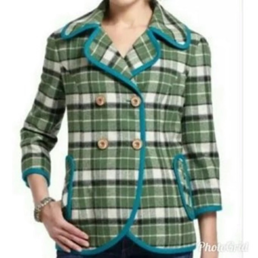 Anthropologie Tabitha Plaid Jacket Blazer Tweed